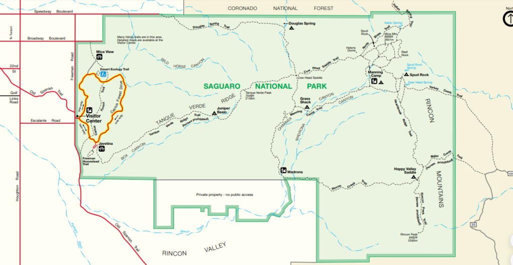 Saguaro National Park East Map